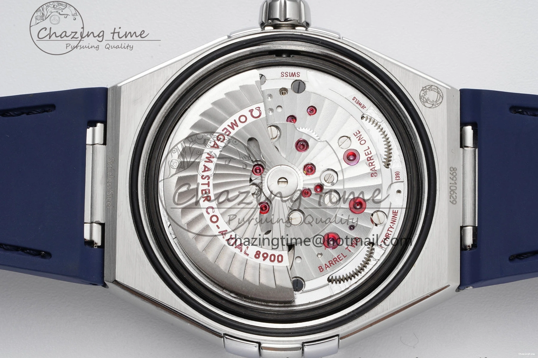 0114 Constellation Blue Ceramic SS 8F 1:1 Best Edition Blue Dial on Blue Gummy Strap A TravelReady 7800